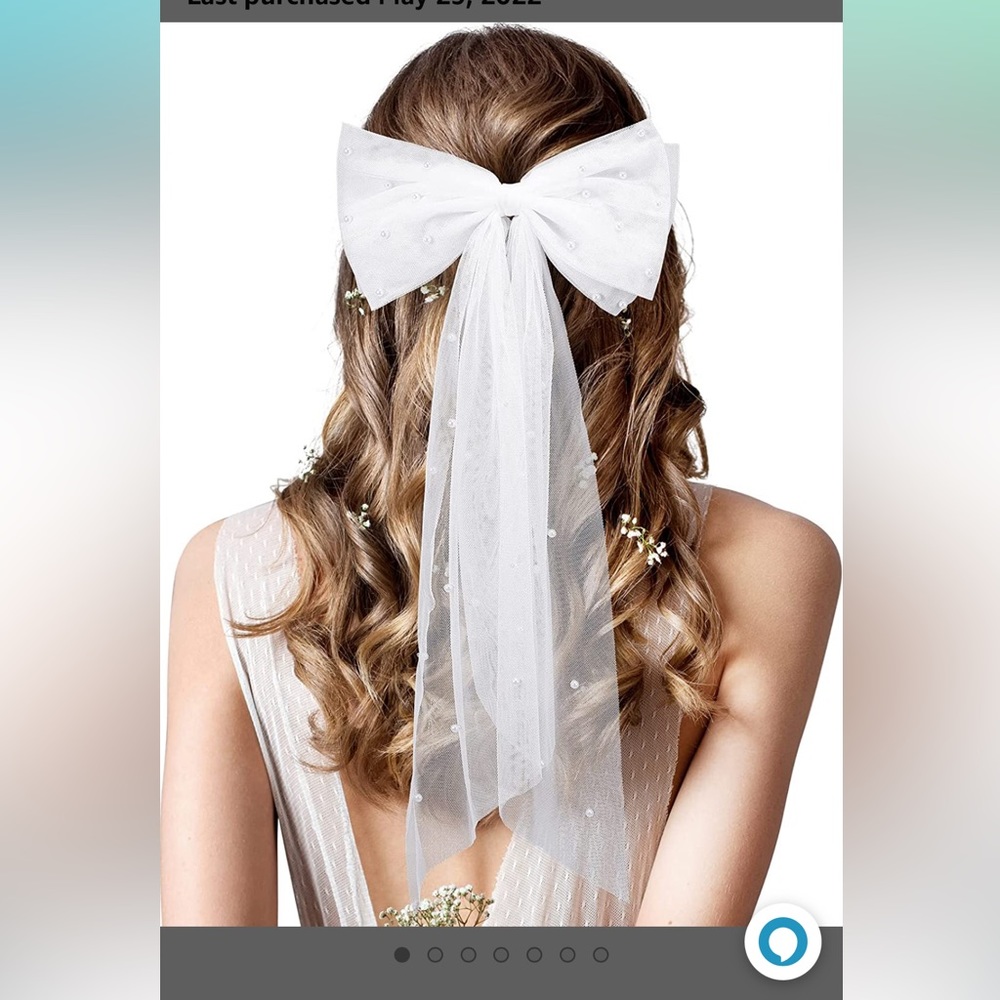 Tulle Hair Clip bow with pearls